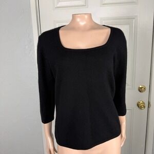 Mendocino Women's Sweater L 100% Cashmere 3/4 Sleeve Scoop neck Vintage A4-1
